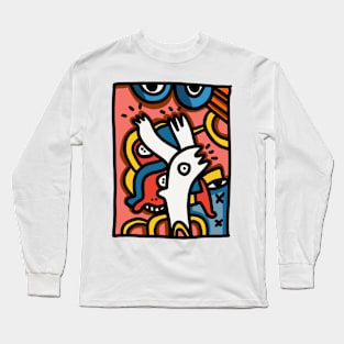 80's Graffiti Funny Pink Creatures Street Art Long Sleeve T-Shirt